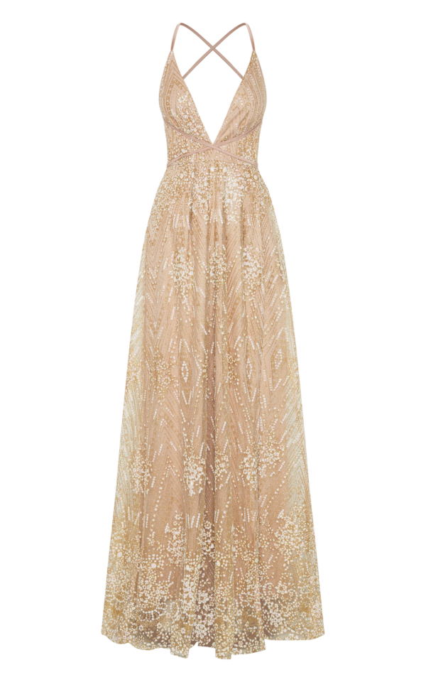 Nights Maxi Dress - Back Dress in Gold - Image 2