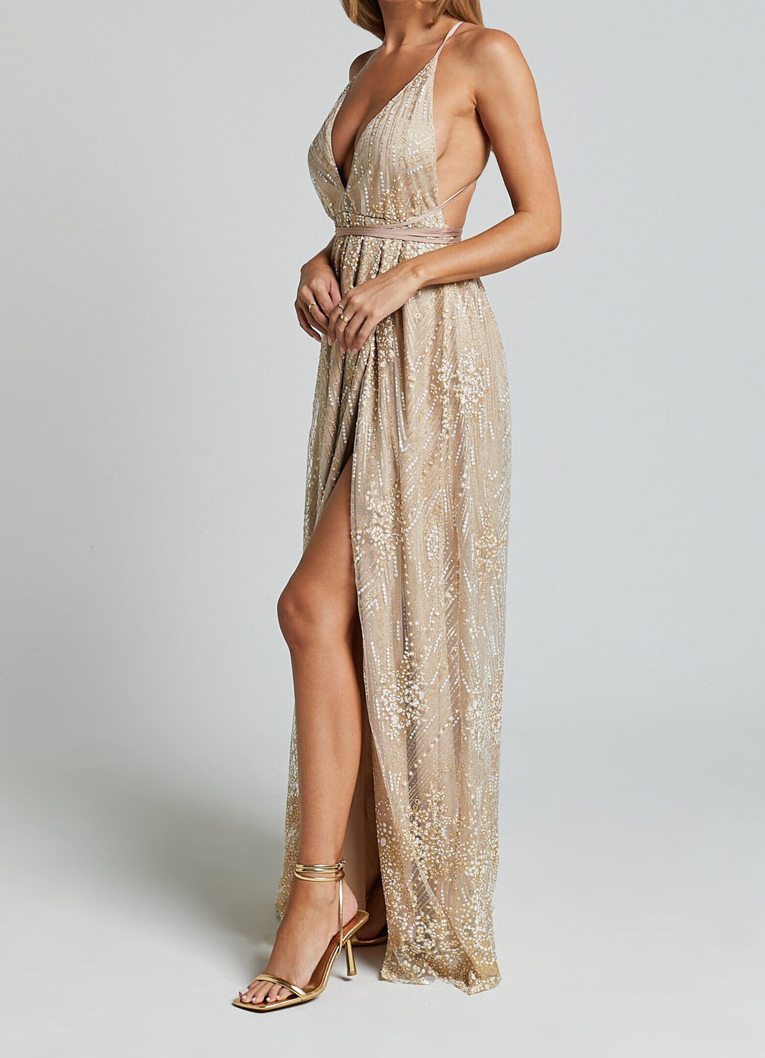 Nights Maxi Dress - Back Dress in Gold - Image 4