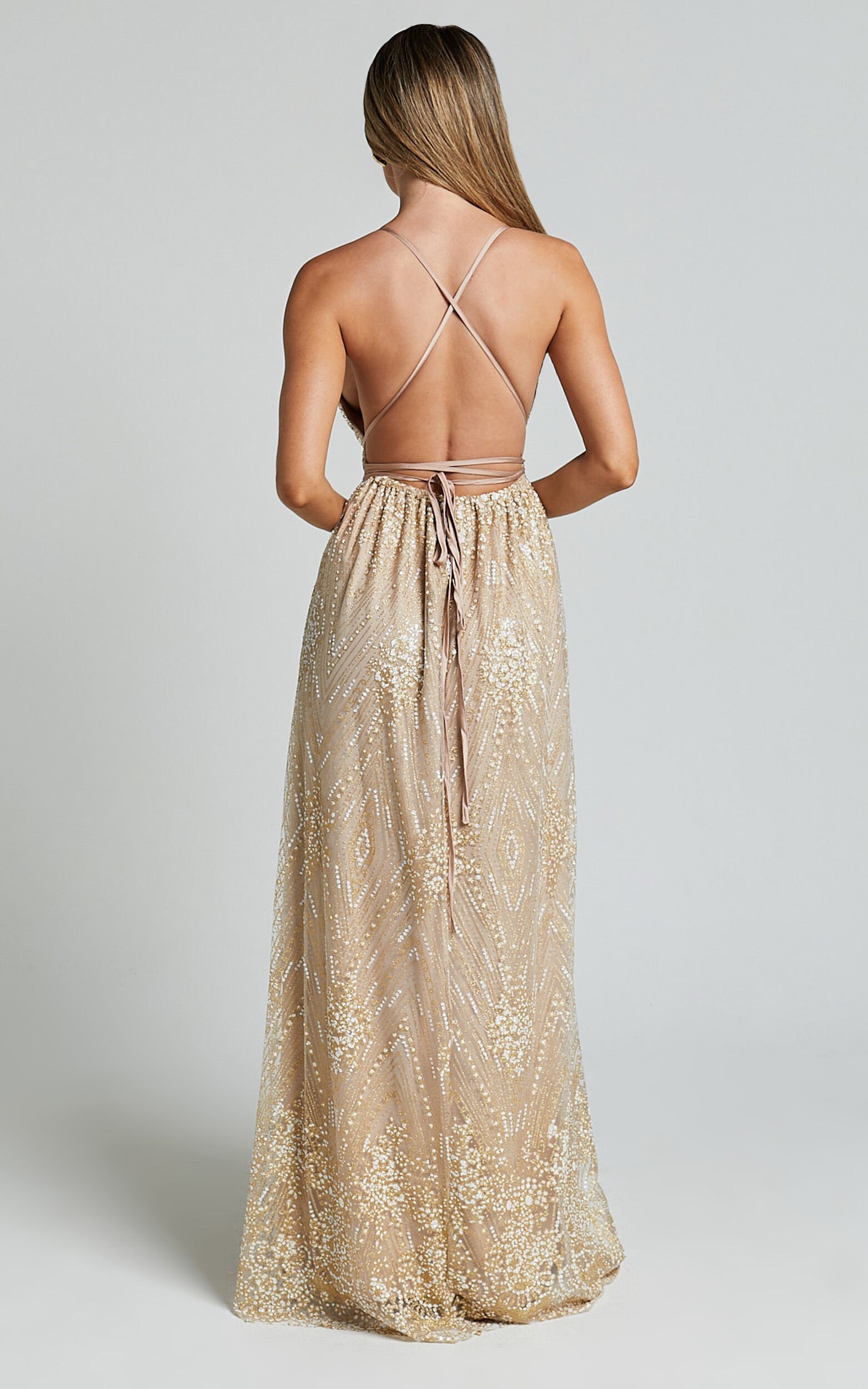 Nights Maxi Dress - Back Dress in Gold - Image 3